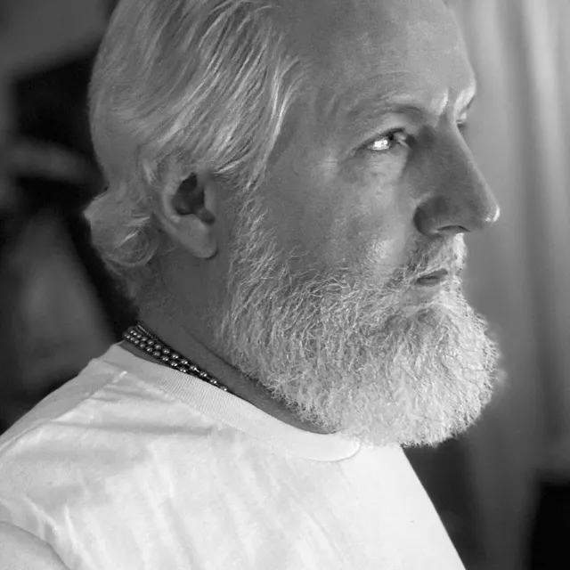 Shane Sanders, black-and-white portrait in profile